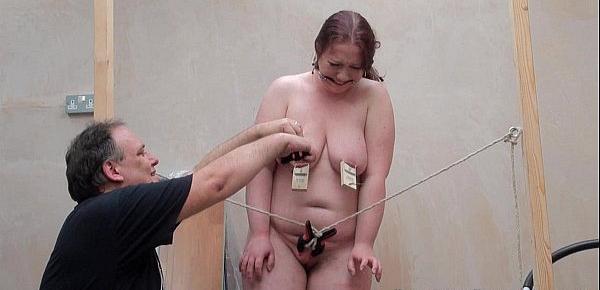  Bizarre fat slave punishment and homemade tools bdsm of chubby RosieB in extreme